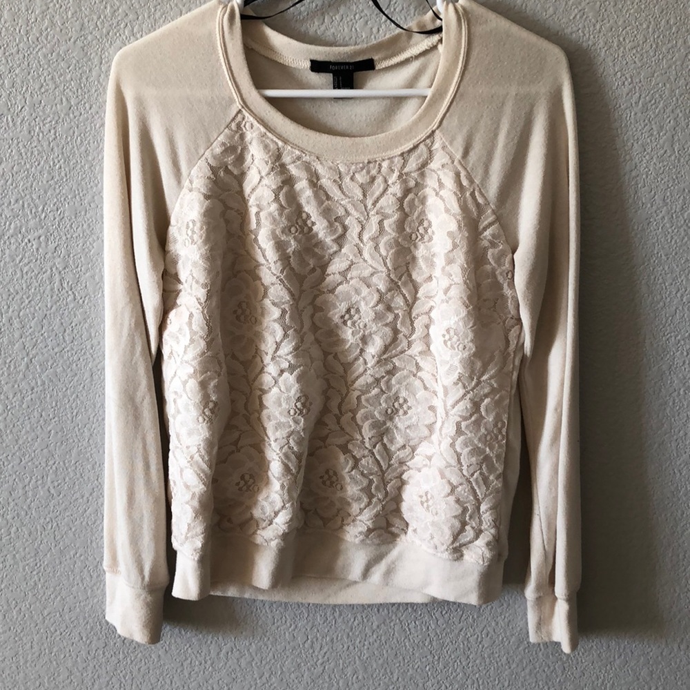 Forever 21 Floral design lace front sweater